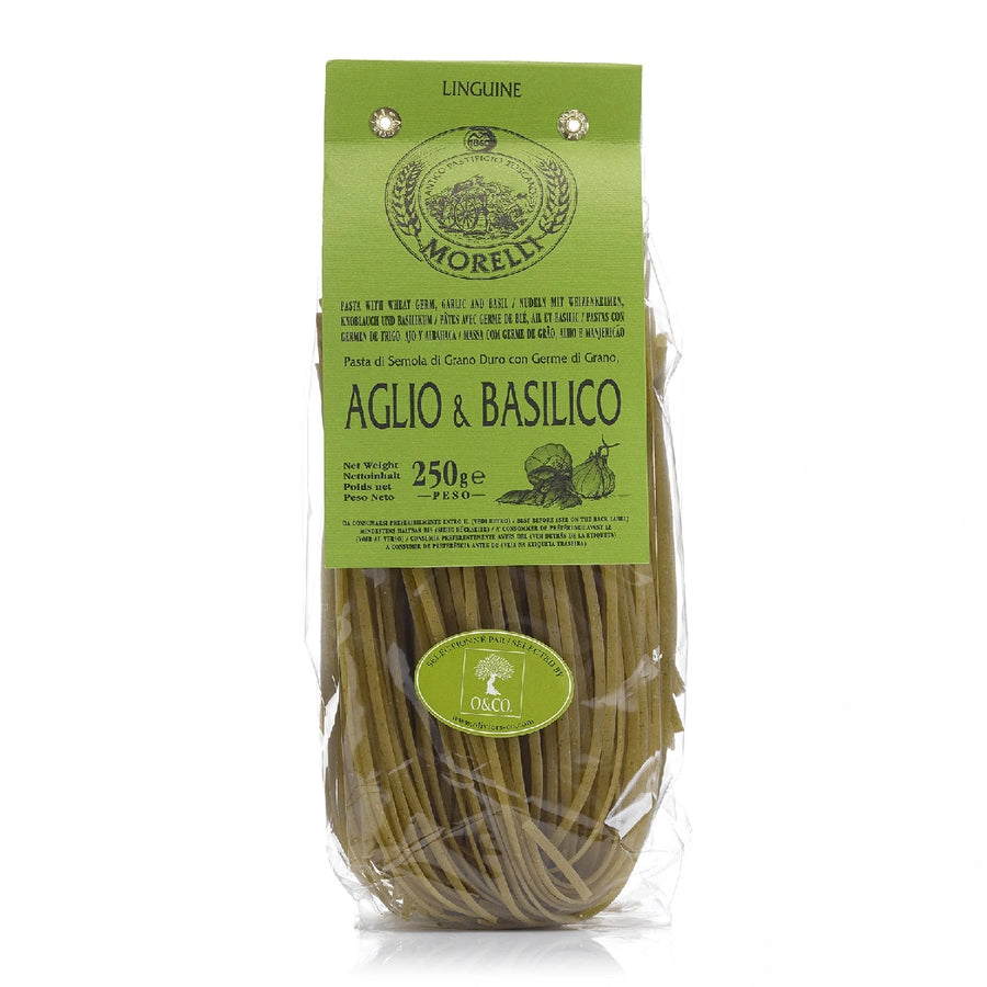 Linguini med basilikum, håndlavet pasta fra Morelli, Oliviers & Co