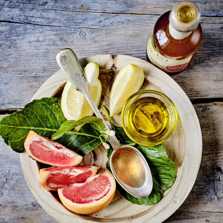 Citronolie og pink grapeeddike, nem olie- og eddikedressing, Oliviers & Co