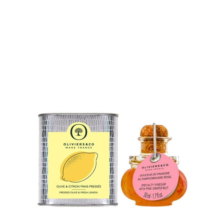 Gavesæt meli melo med citronolivenolie og pink grapeeddike fra Oliviers & Co
