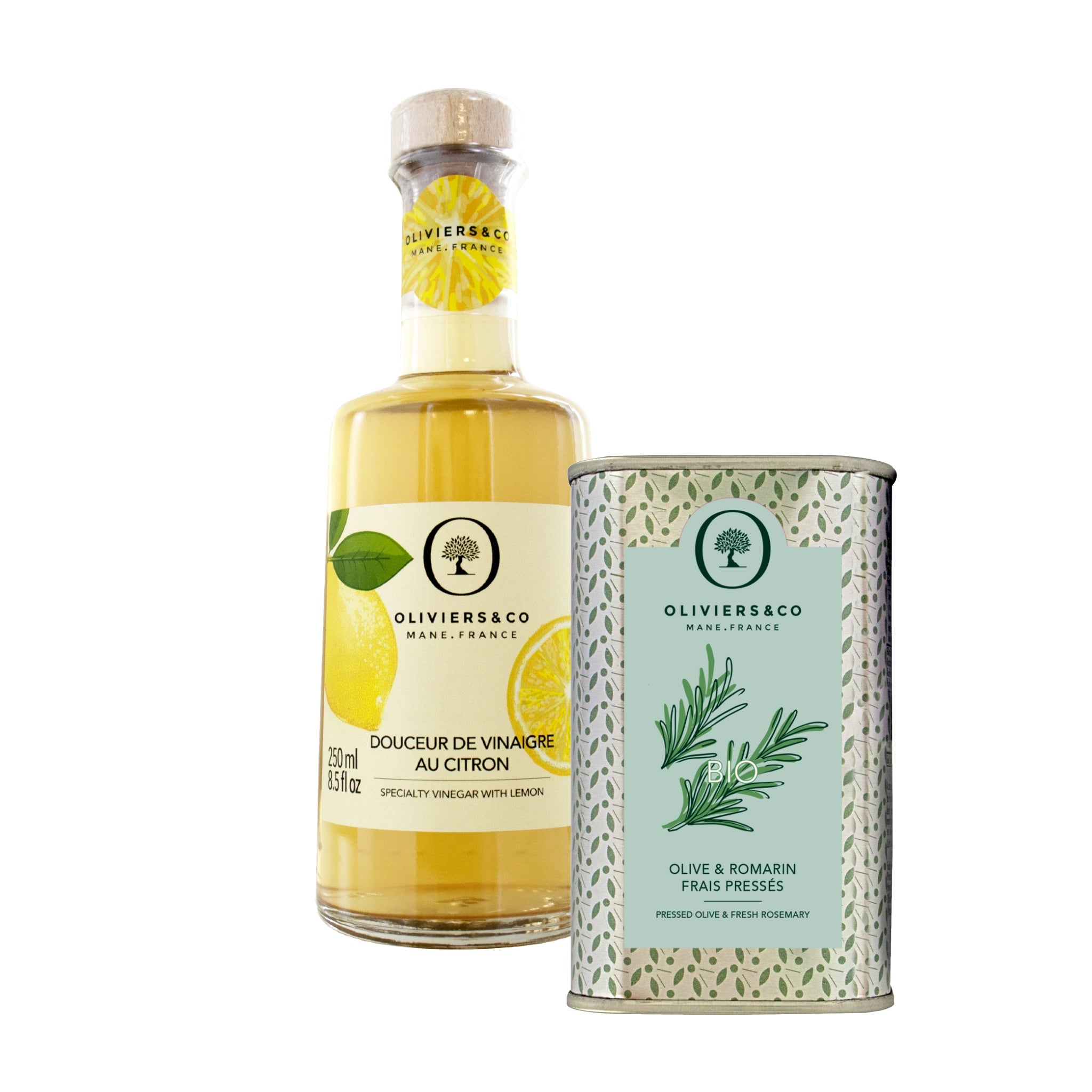 Olie & eddike sæt citroneddike og økologisk rosmarinolie fra Oliviers & Co
