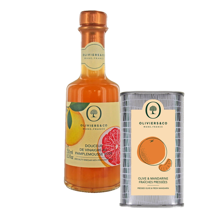 Pink grapefrugteddike og mandarinolie, olie eddike sæt fra Oliviers & Co