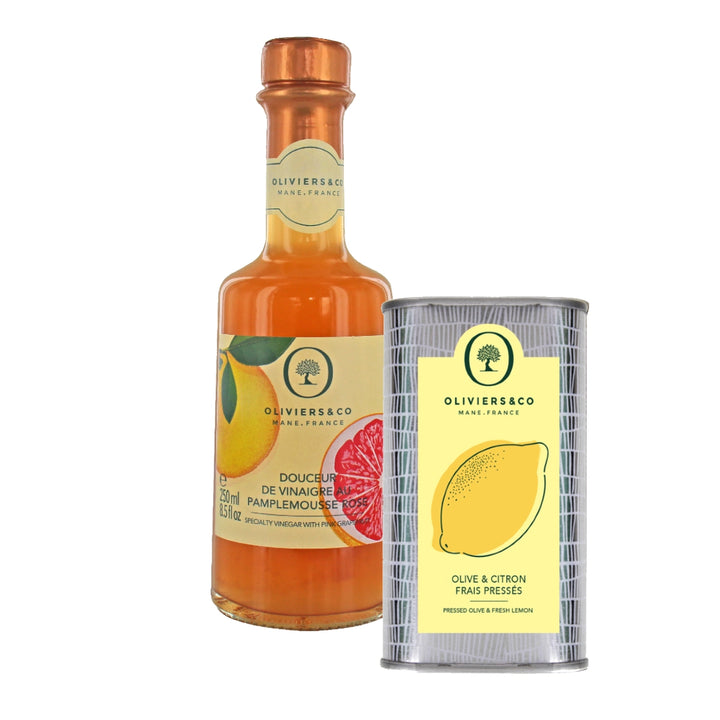 Citronolie og pink grapeeddike, olie- og eddikesæt fra Oliviers & Co