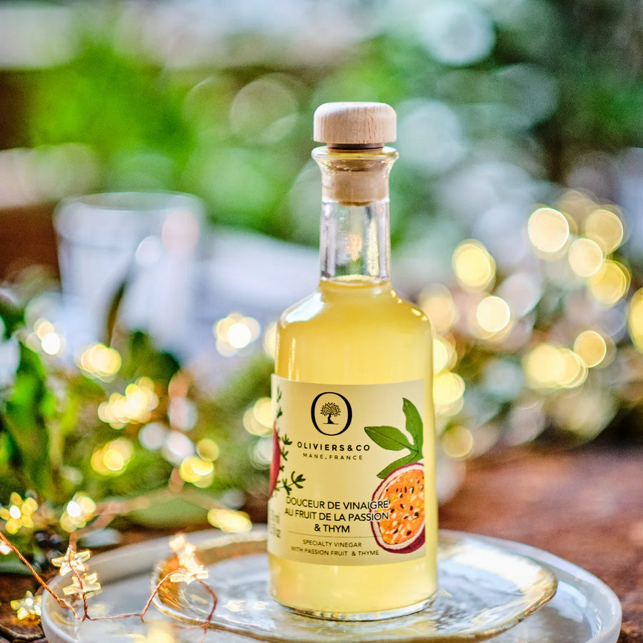 Limited edition gourmet eddike med passionsfrugt og vild fransk timian, Oliviers & Co