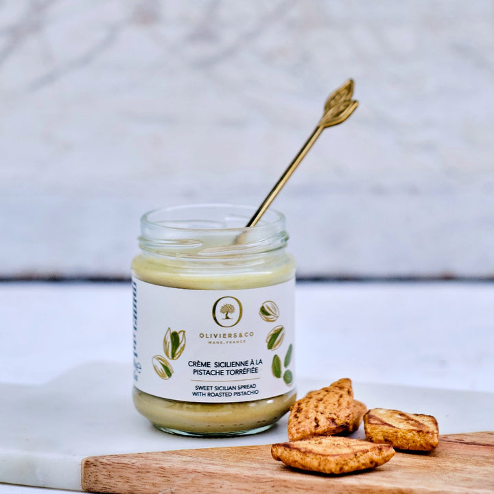 Siciliansk pistaciecreme med ristede pistacienødder, Oliviers & Co