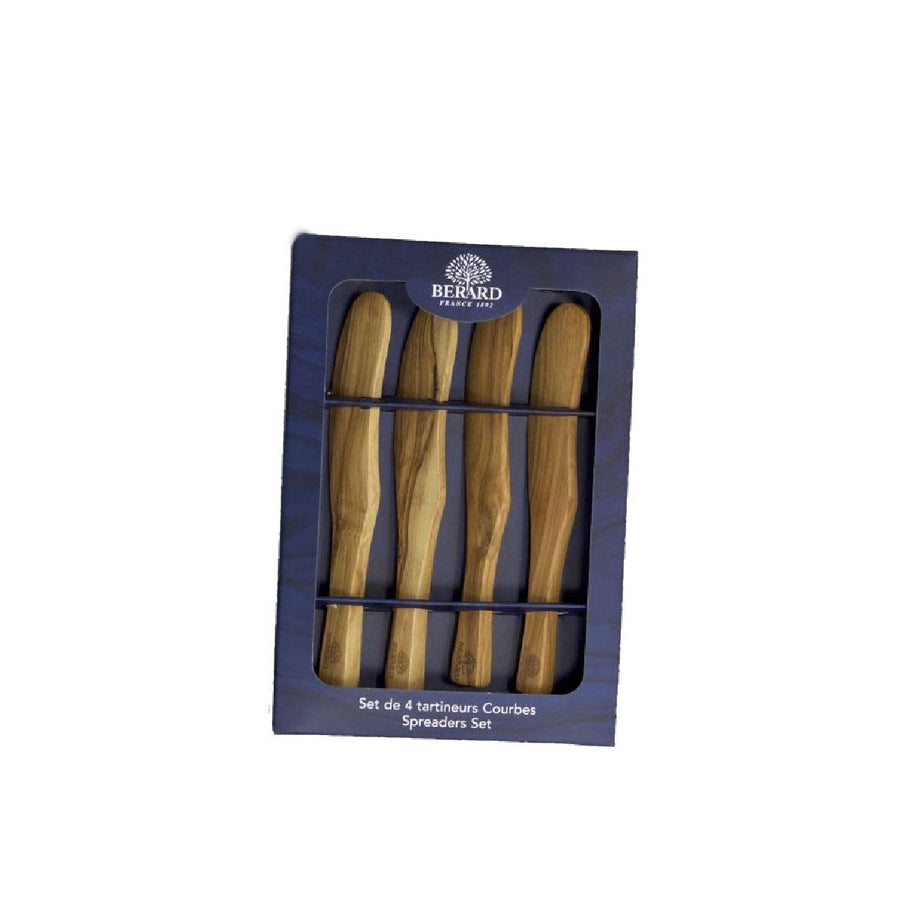 Sæt med 4 smukke håndlavede smøreknive i oliventræ fra Oliviers & Co