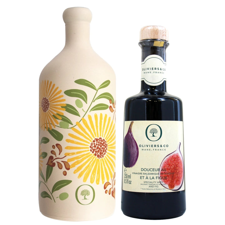 Olie- og eddikesæt, sommerolie og figenbalsamico, Oliviers & Co