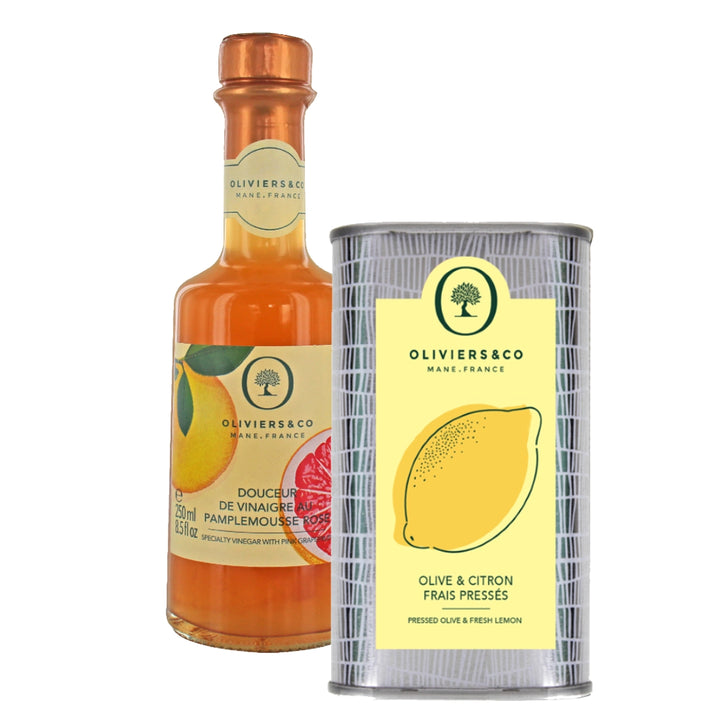 Citronolie og pink grapeeddike, stort olie- og eddikesæt fra Oliviers & Co