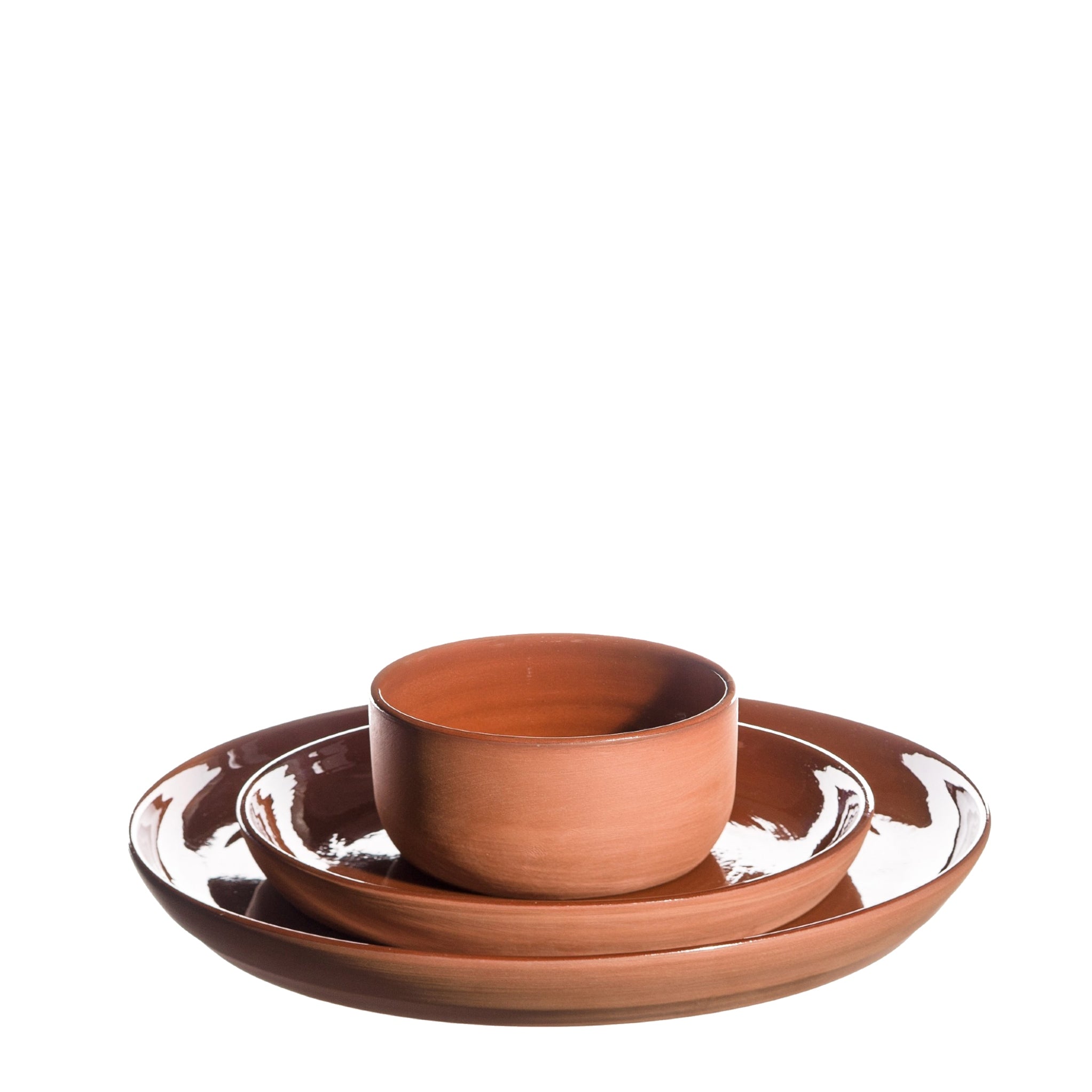 Håndlavet keramik, middagstallerken, frokosttallerken og ramekin/skål i terracotta, Atelier Bernex, Oliviers & Co