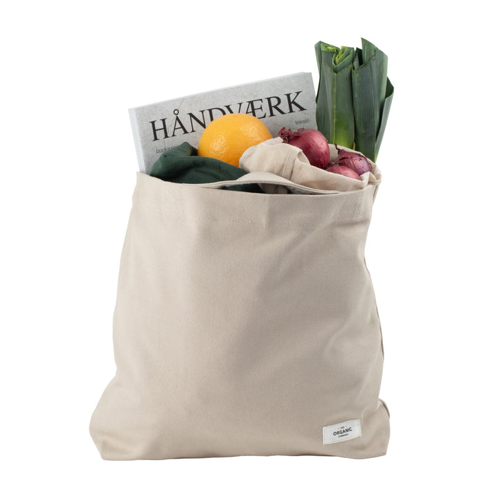 Praktisk indkøbsnet med små hanke fra The Organic Company, Farven Stone
