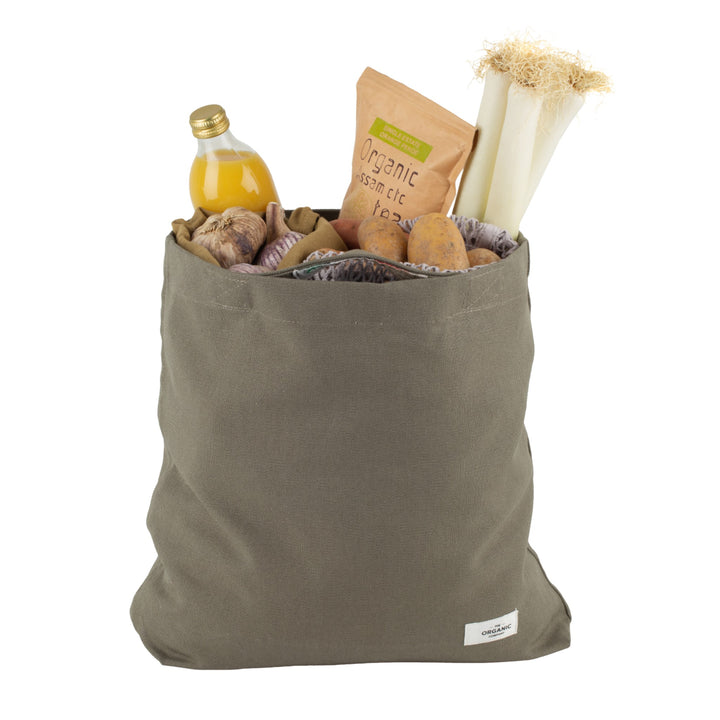 Praktisk indkøbsnet med små hanke fra The Organic Company, Farven Clay