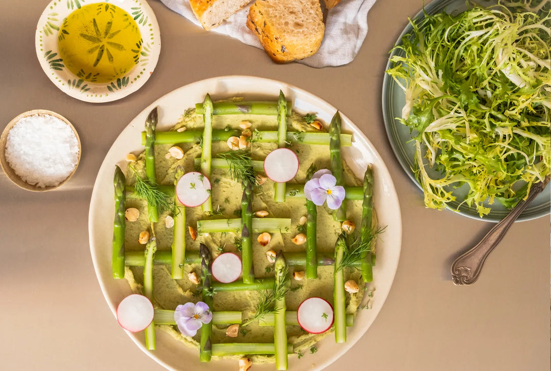 Grønne asparges, butterbeancreme og focaccia, opskrift fra amaliesigrid x Oliviers & Co