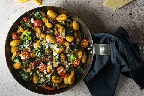 Gnocchi gratin med semi-dried cherrytomater og oliven, opskrift fra Oliviers & Co