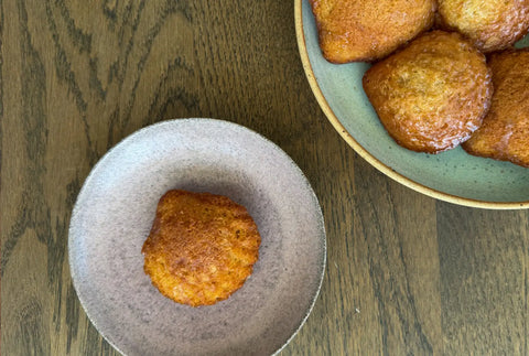 Citronolivenolie madeleines med mynte og lime glasur, Marie Frank