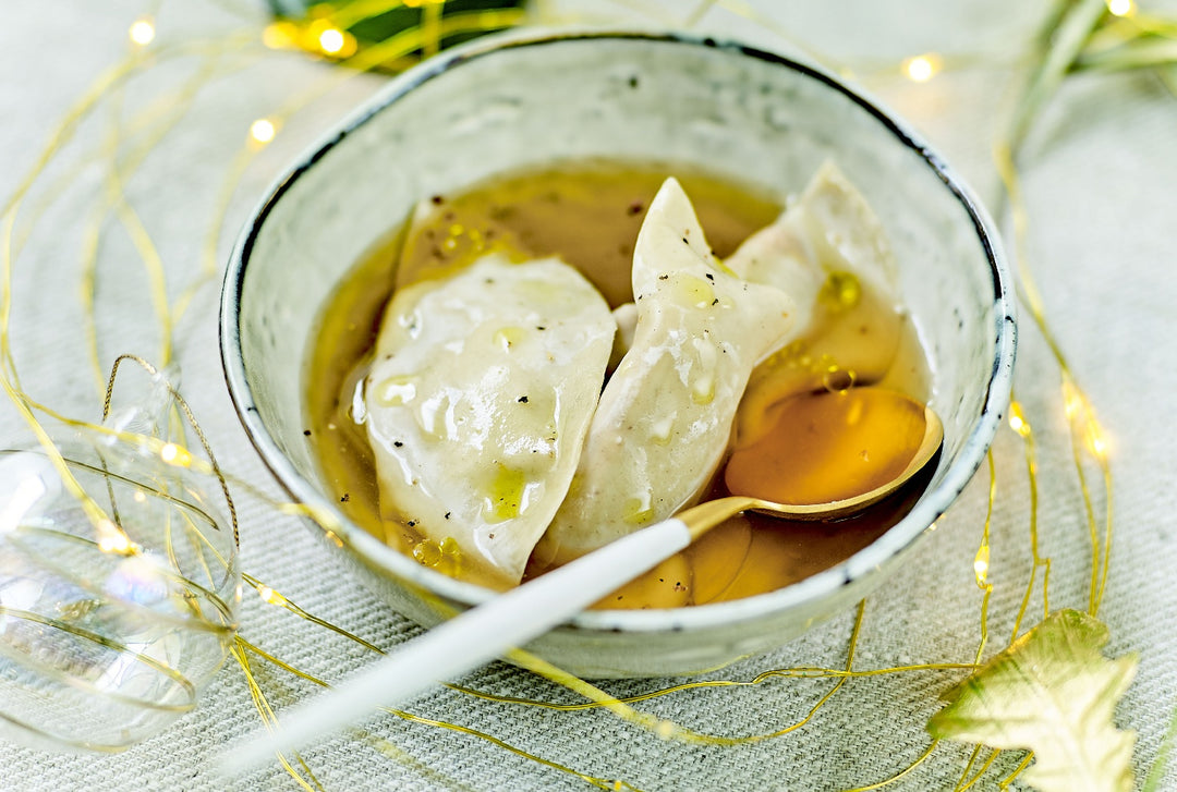 Opskrift dumplings med svampe i krydret suppe, Oliviers & Co