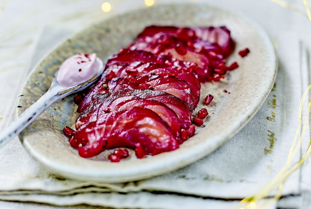 Rosa gravad laks med sauce grenade, Oliviers & Co opskrift