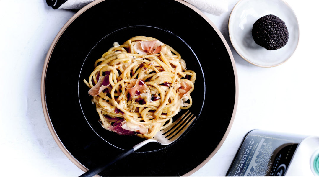 Spaghetti med cremet trøffel & parmesanflødesauce, opskrift fra Oliviers & Co