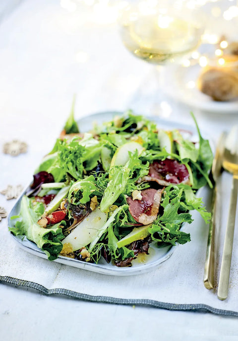 Pæresalat med sprødt røget andebryst