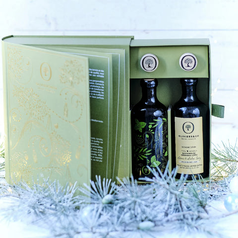 3 fantastiske olivenolier i gaveæske, bogen om olivenolie fra Oliviers & Co