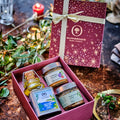Gaveæske med aperitivo fransk olivenolie, olivenolie med Herbes de Provence, siciliansk grøntsagsspread og grøn tapenade, Oliviers & Co