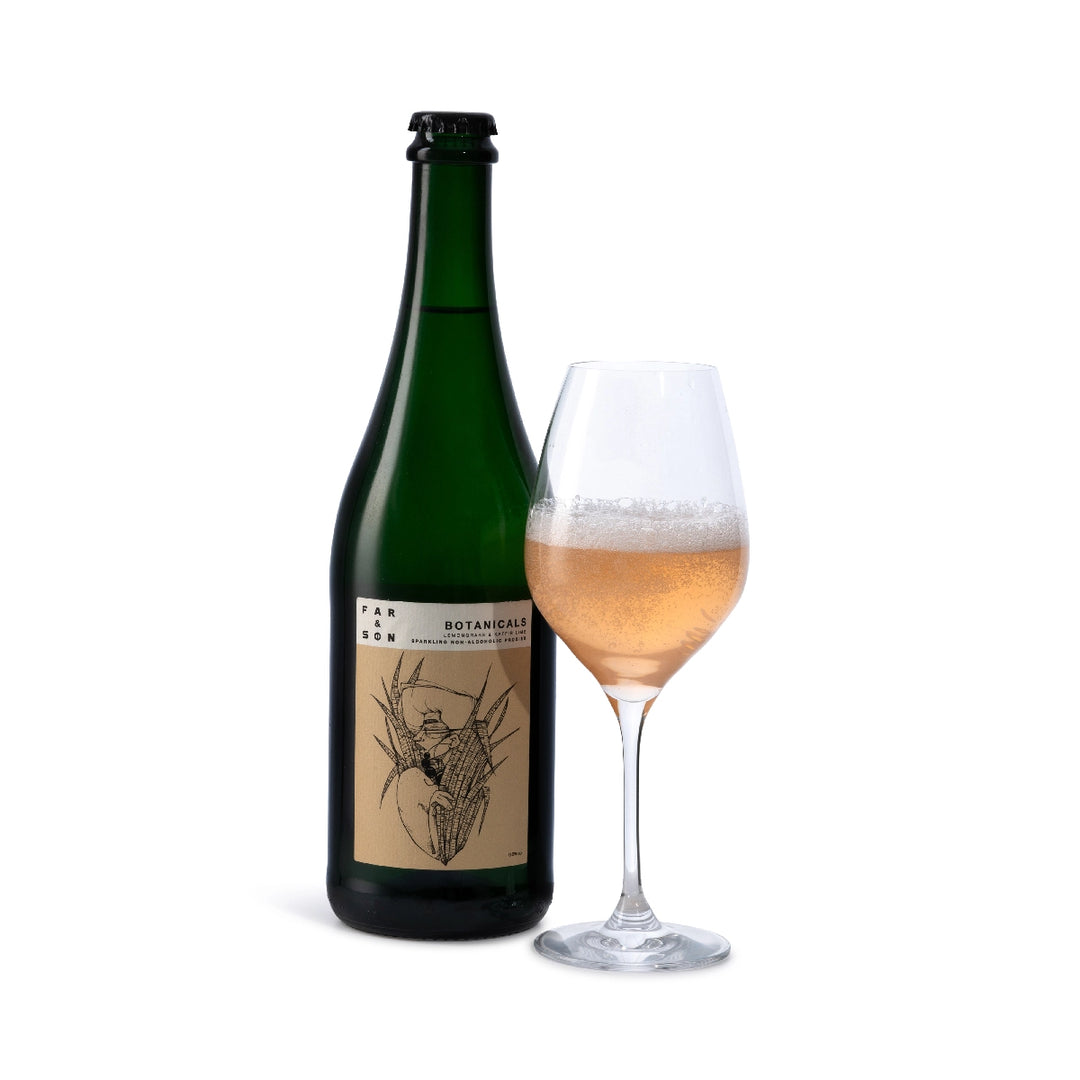 Botanicals champagne og vin alternativ, mousserende drik fra Far & Søn, Oliviers & Co