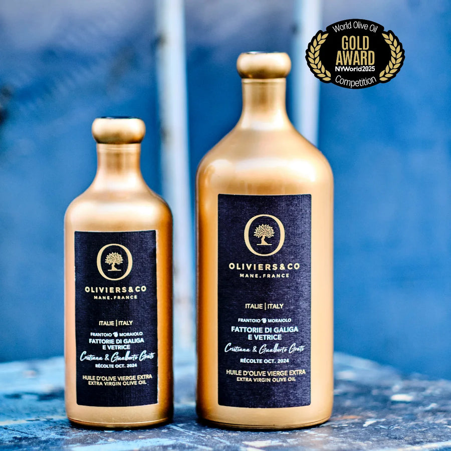 Guldvindende toscansk ekstra jomfru olivenolie Fattorie di Galiga e Vetrice 500ml og 250ml, Oliviers & Co