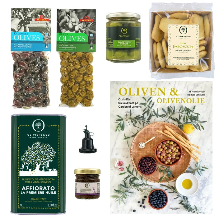 Gaven til oliven elskeren, kogebog, mini focaccia, affiorato, oliven, oliventapenade, Oliviers & Co