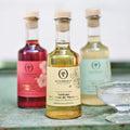Limited edition gourmet eddiker inspireret af drinks med hyldeblomst/citron, mynte/lime og hibiscus/bergamotte fra Oliviers & Co