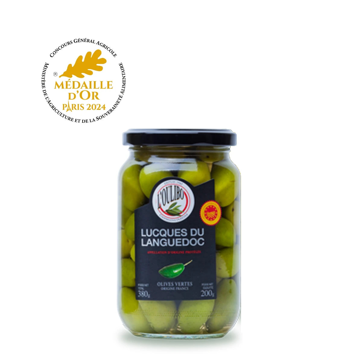 200 g Lucques du Languedoc grønne oliven fra Oliviers & Co