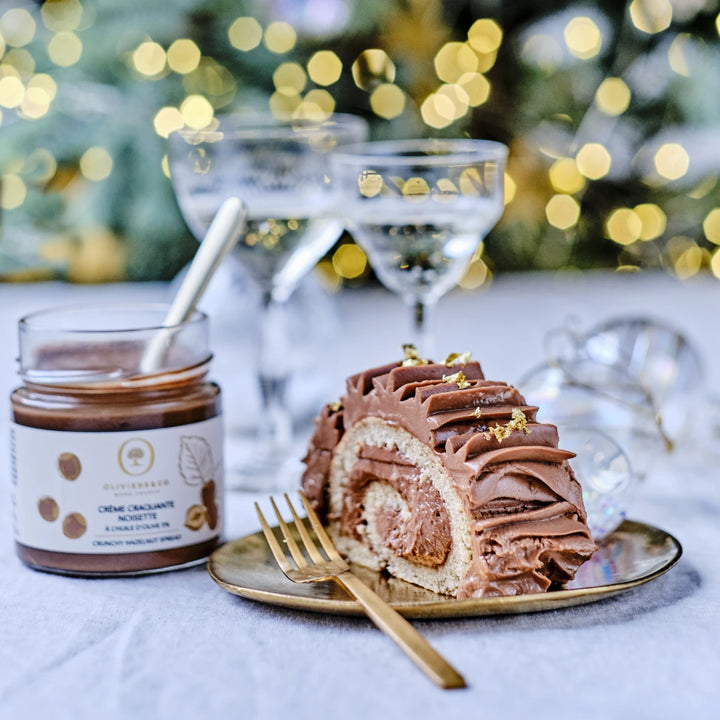 Hasselnøddecreme, opskrift på chokolade jule roulade med hasselnøddecreme fra Oliviers & Co