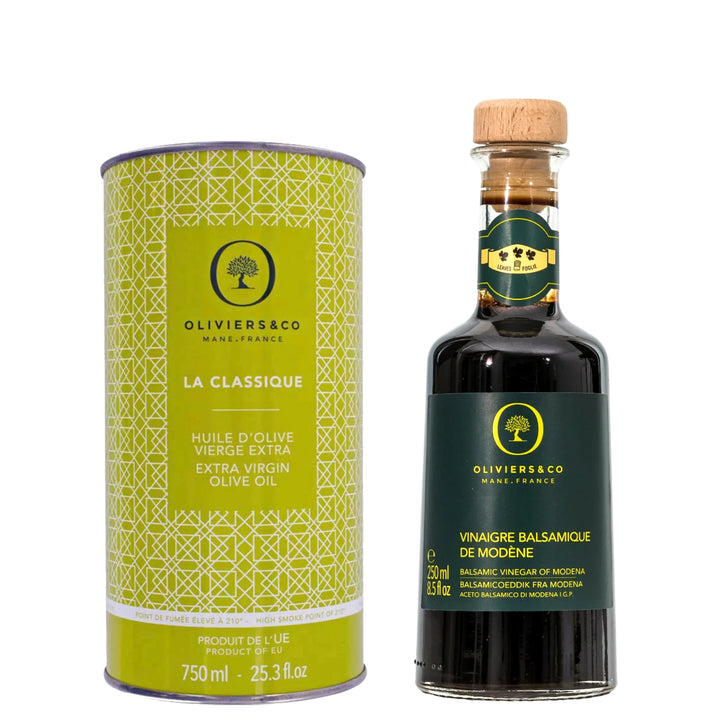 hverdagssæt med ekstra jomfru olivenolie la classique og balsamico fra Oliviers & Co