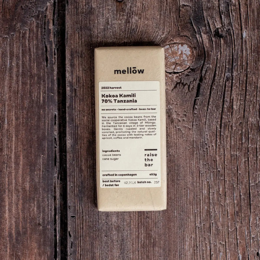 Økologisk Mellow Kokoa Kamili 70 % chokoladebar, Oliviers & Co
