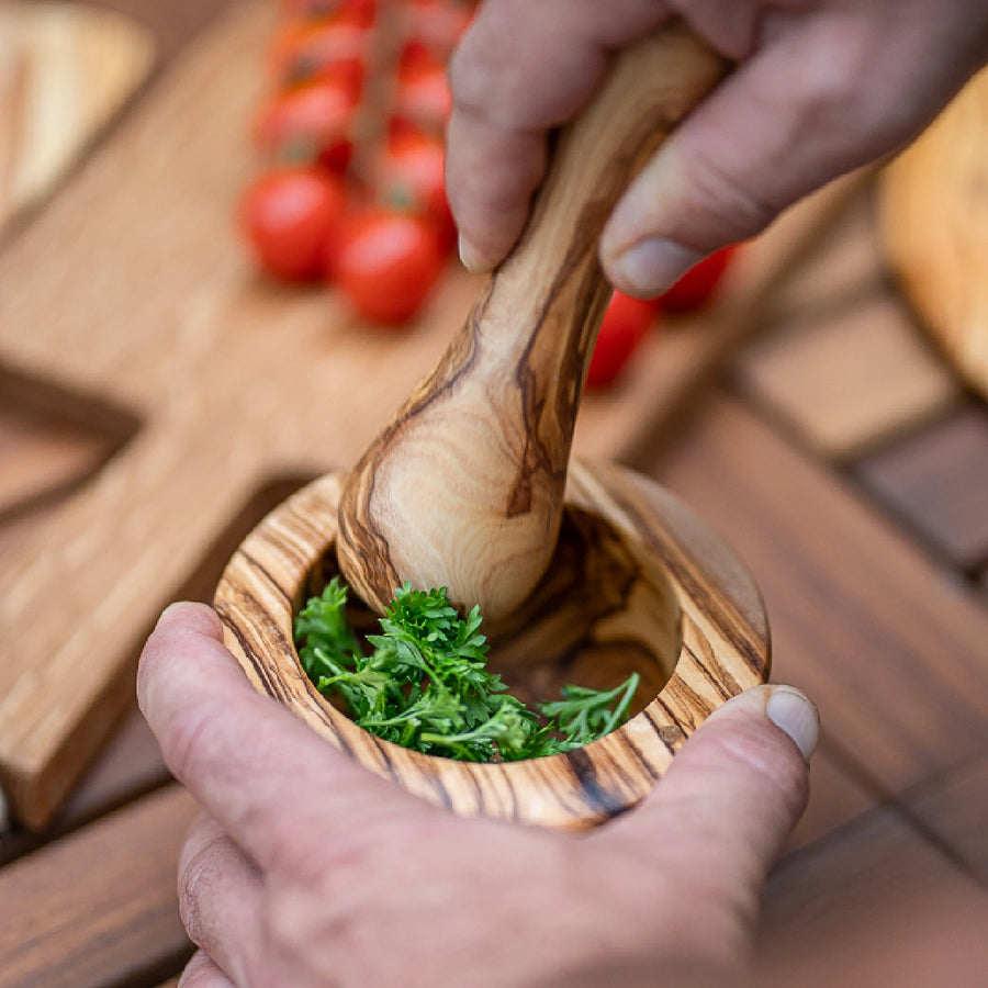 Morter i håndlavet oliventræ, Oliviers & Co