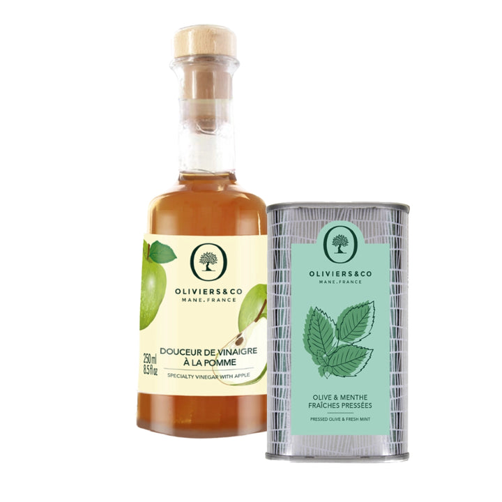 Mynteolie og æbleeddike, olie og eddikesæt fra Oliviers & Co