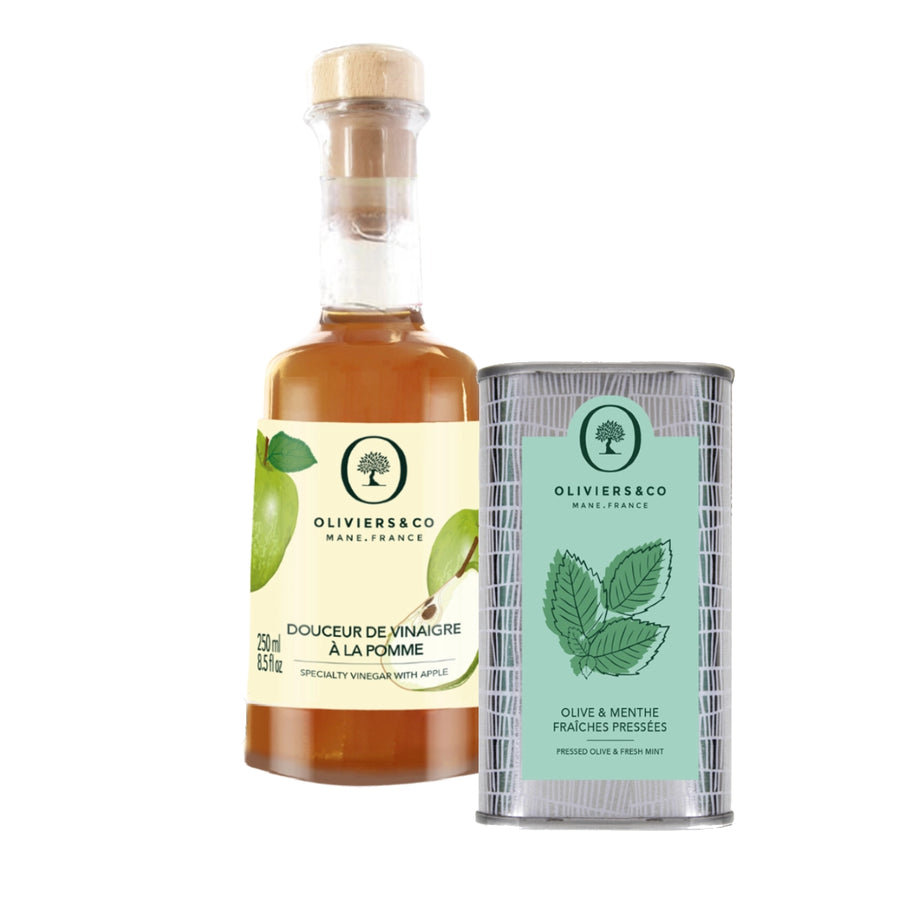 Mynteolie og æbleeddike, olie og eddikesæt fra Oliviers & Co