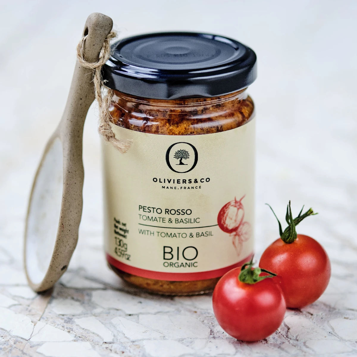 Økologisk pesto rosso med tomat og basilikum fra Oliviers & Co