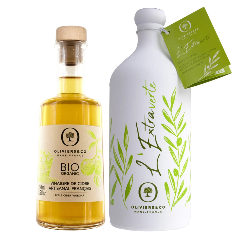 Olie & eddikesæt med L'Extraverte olivenolie og fransk æblecidereddike fra Oliviers & Co