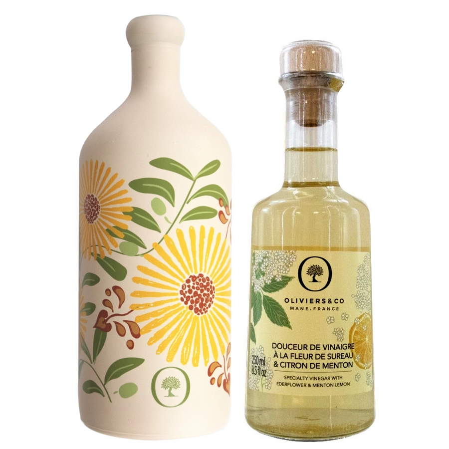 Sommerolie og hyldeblomst-citroneddike, sommerens olie-eddike-sæt, Oliviers & Co