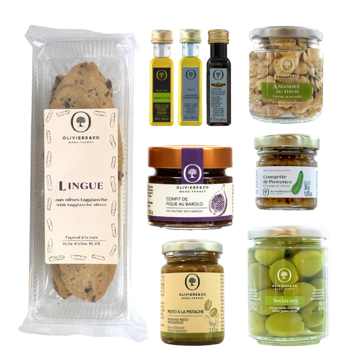 Tapas delikatesser den eksklusive, tapenader, spreads, luksus spiseoliven, olivenolie balsamico og håndlavede italienske kiks