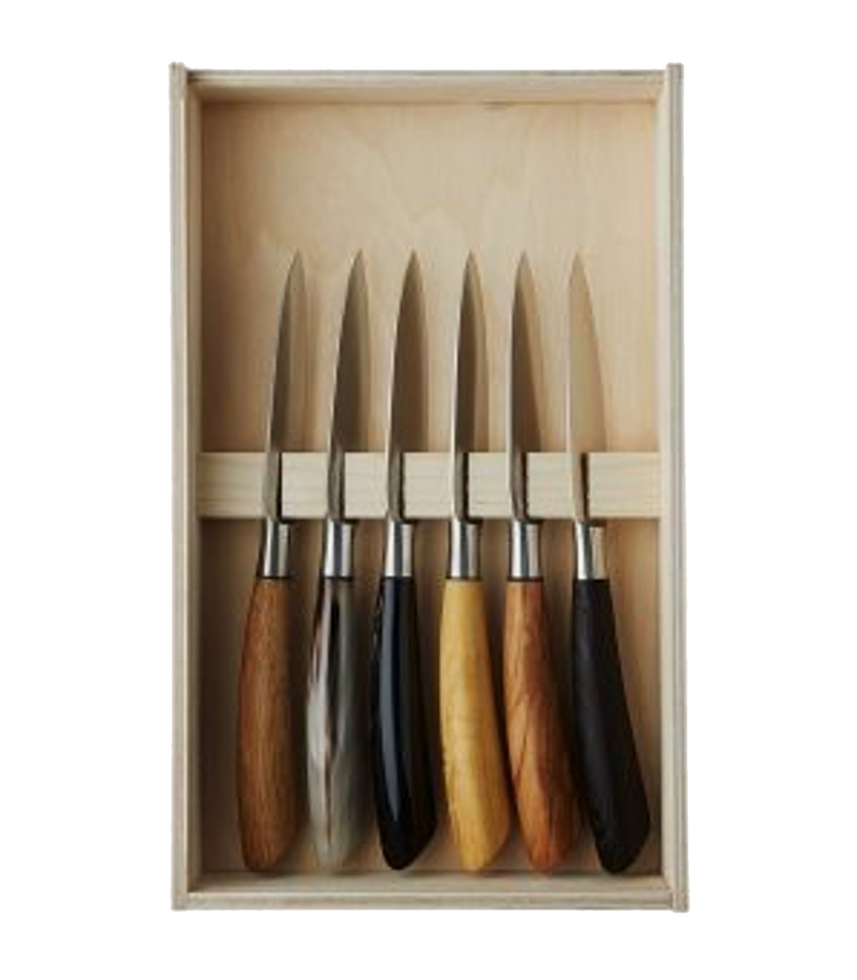 6 Saladini steakknive i trææske, Oliviers & Co