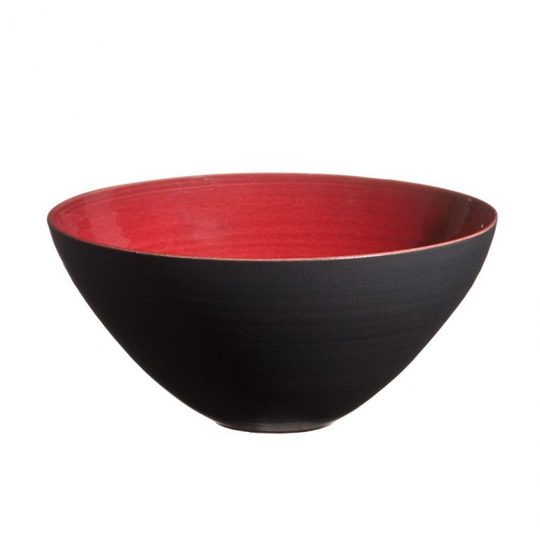 Stor rød salatskål, håndlavet signeret keramik fra Aubagne, Oliviers & Co