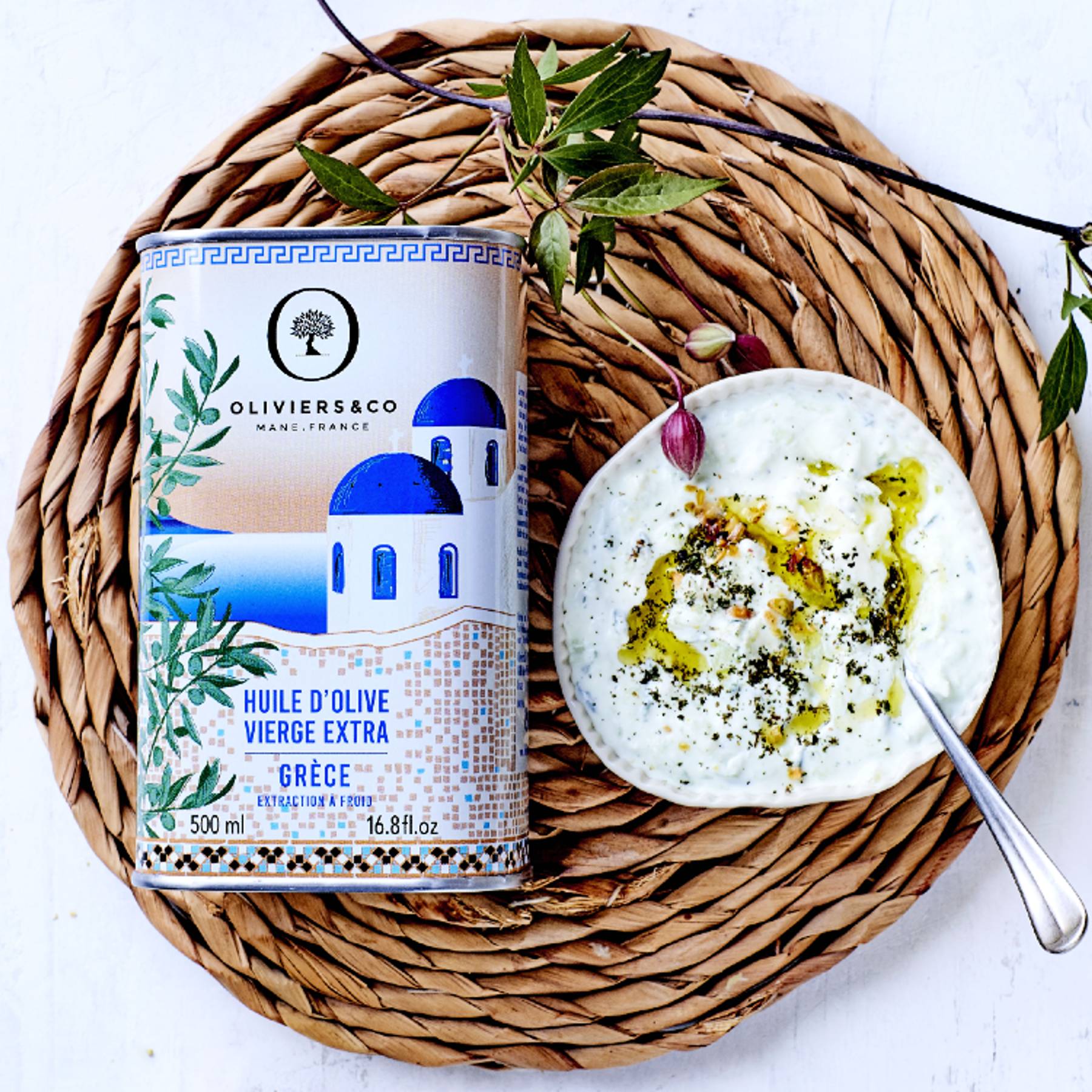 Tzatziki med krydderiblanding og klassisk græsk olivenolie fra Oliviers & Co
