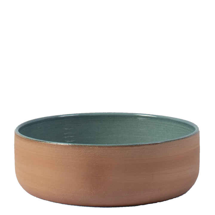 Ildfast handlavet keramik fad blågrøn fra Atelier Bernex str. XL 26 cm hos Oliviers & Co