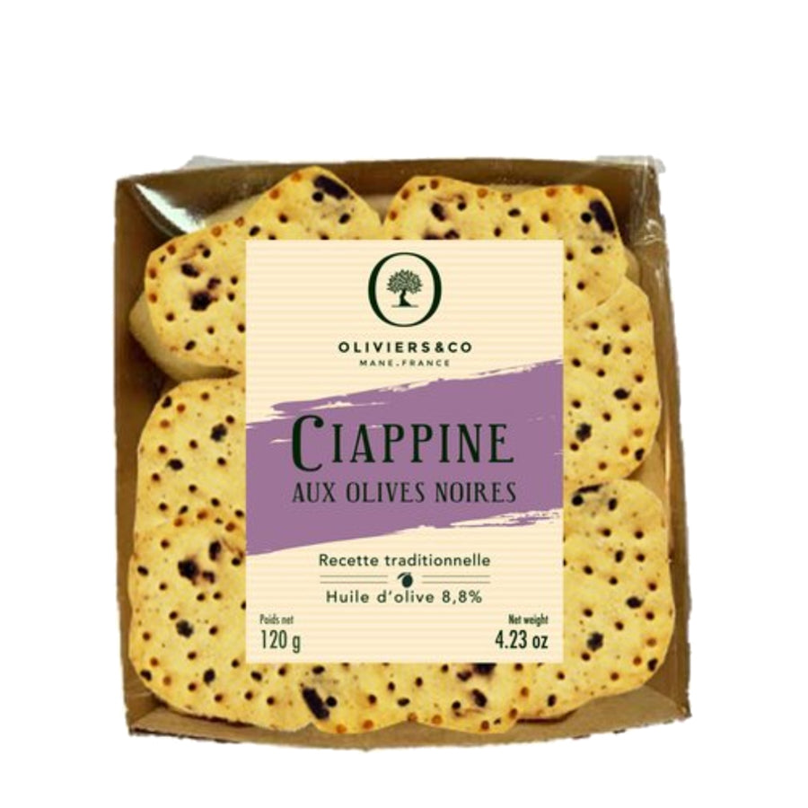 Italienske ciappe kiks med sorte oliven og olivenolie fra Oliviers & Co