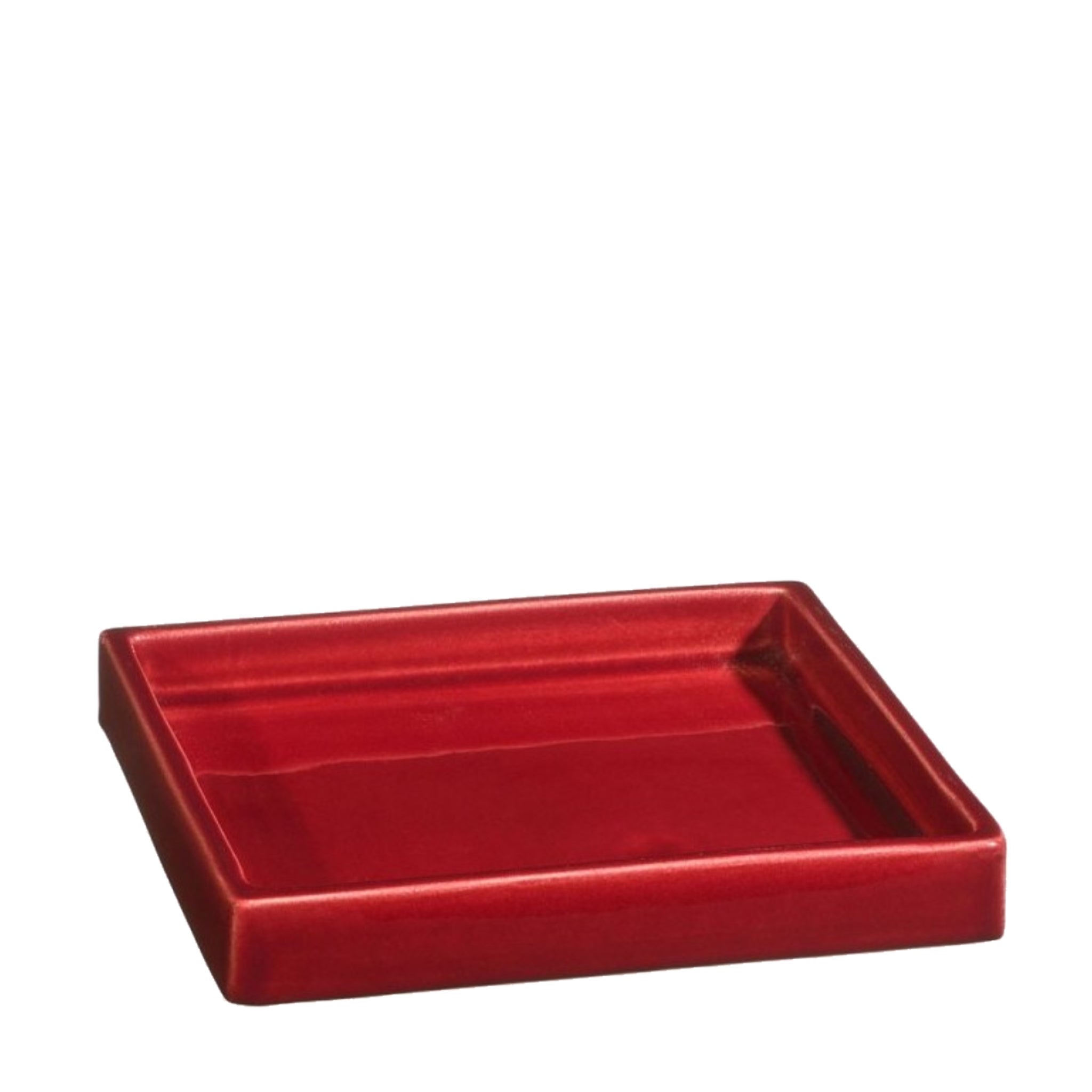 Rød håndlavet keramik firkantet fad Atelier Bernex hos Oliviers & Co