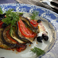 Opskrift på ratatouille i kogebogen Oliven & Olivenolie af Vilain & Schauser