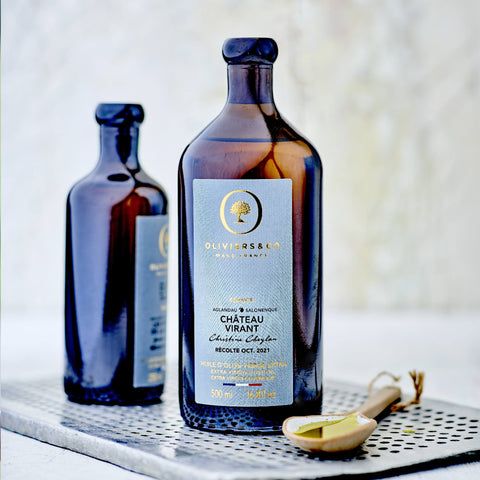 Grand cru ekstra jomfru olivenolie til olivenoliesmagning hos Oliviers & Co