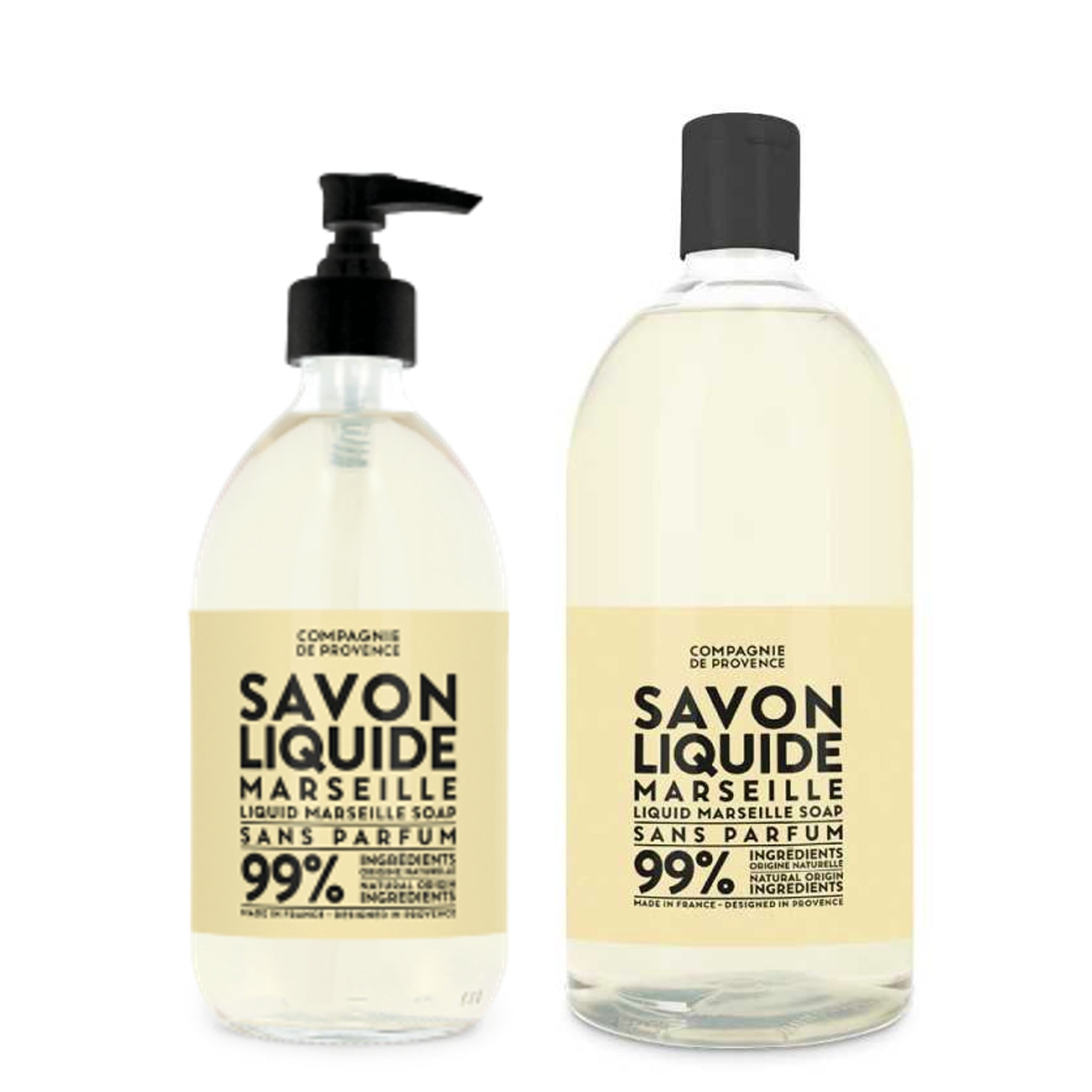 Flydende Savon de Marseille parfumefri håndsæbe og refill fra Compagnie de Provence, Oliviers & Co