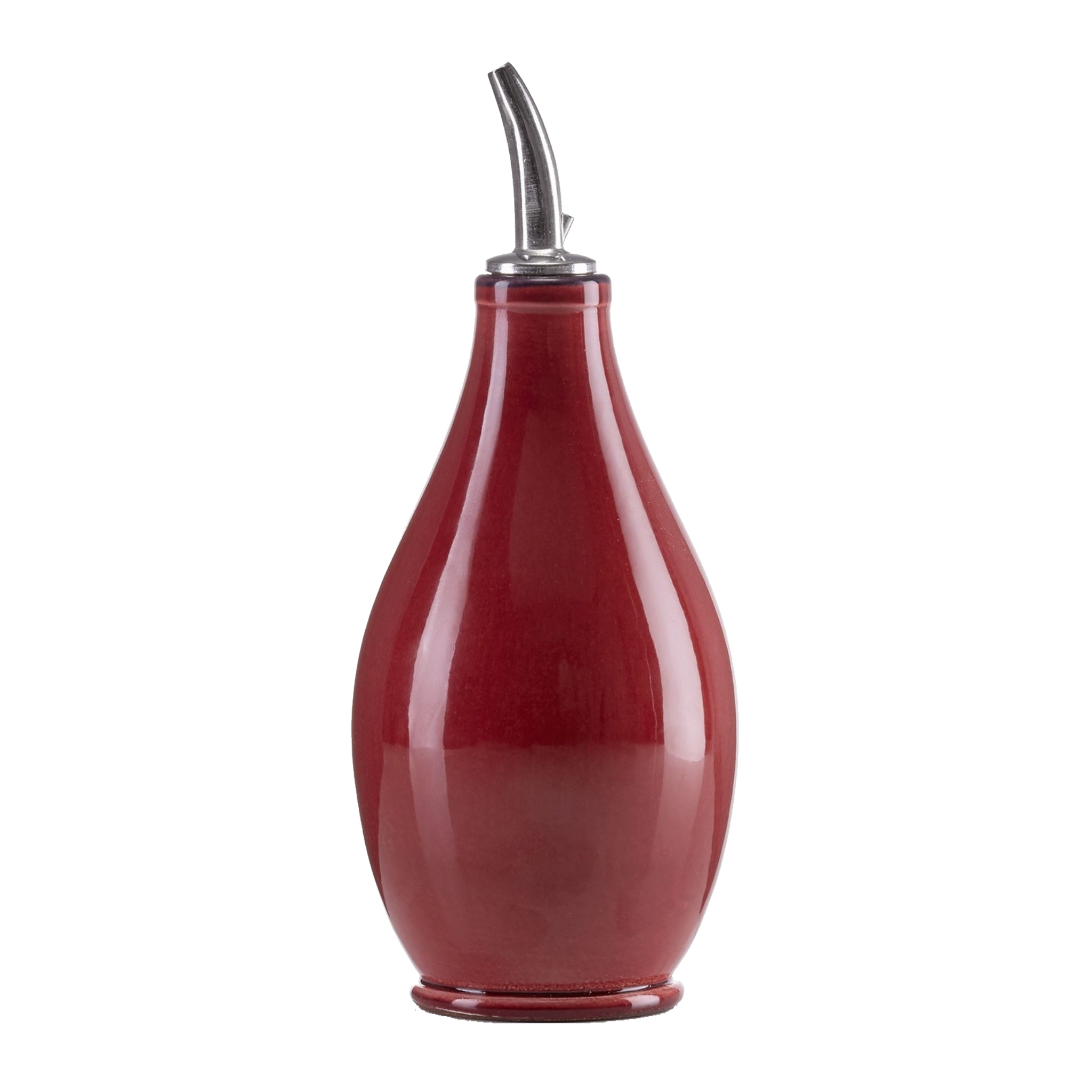 Rund keramik flaske til olivenolie fra Atelier Bernex, rød