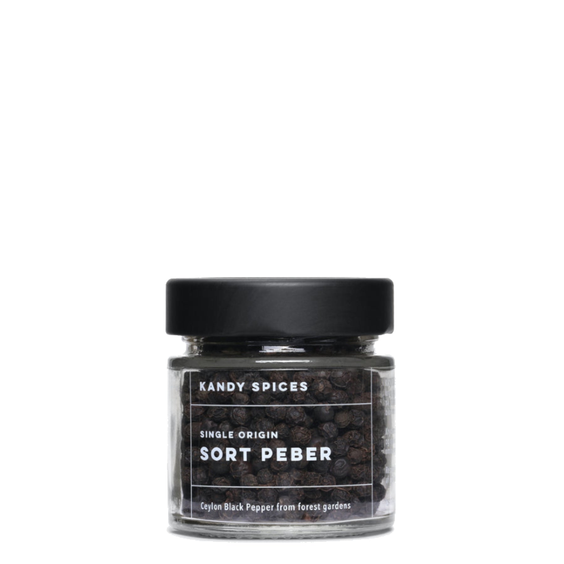 Sorte peberkorn single origin ceylon peber fra Kandy Spices hos Oliviers & Co