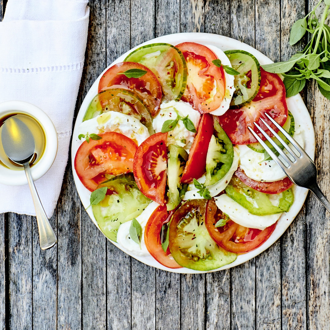 O&CO opskrift på nem caprese med tomat og mozarella